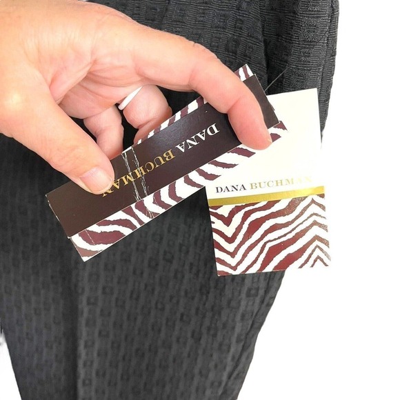 Dana Buchman Black Pants Ankle Button Details Textured Squares Sz 14 New W/ Tags - Picture 4 of 10